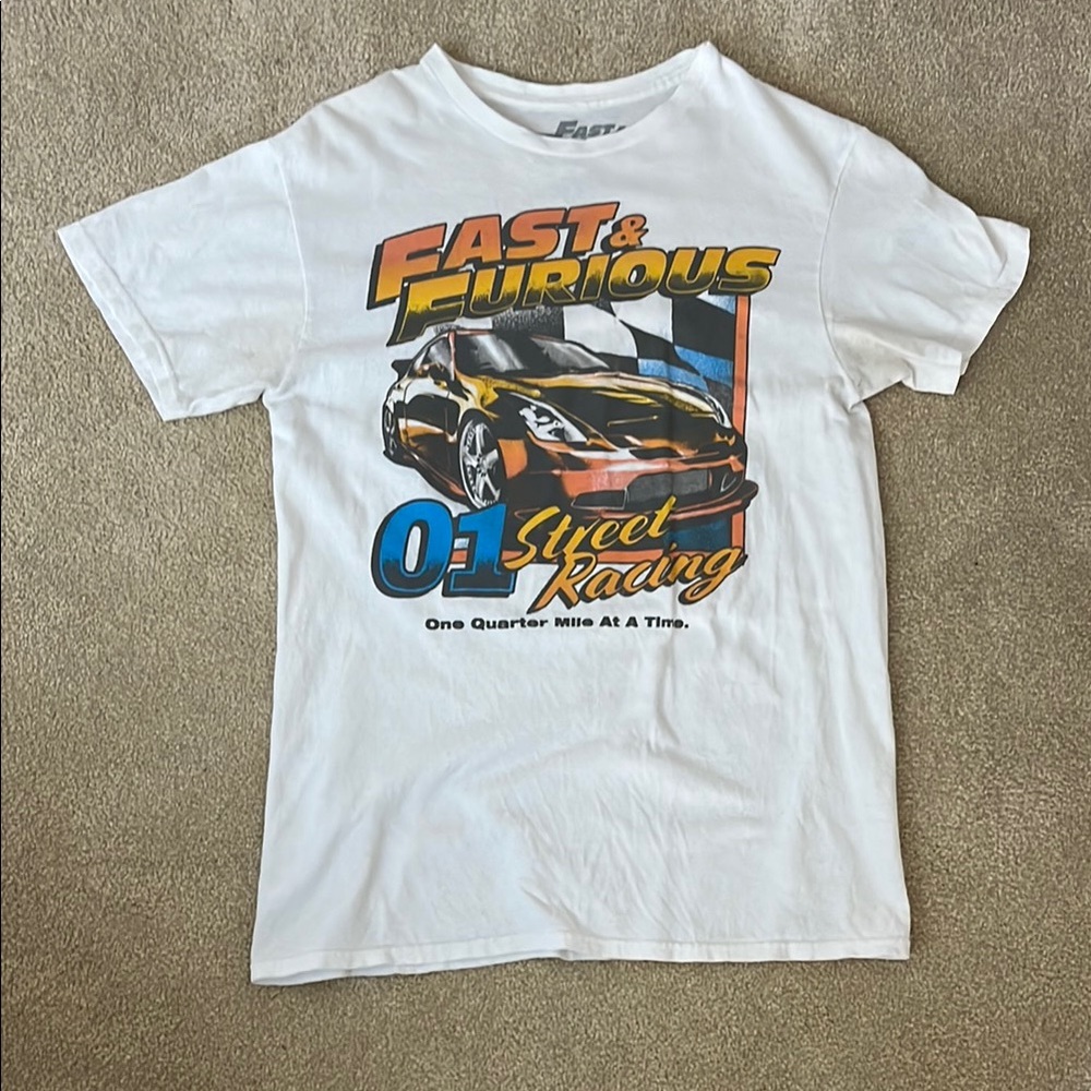 Fast & Furious White Cotton T-Shirt